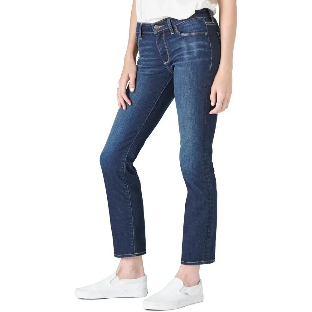 Womens Mid Rise Straight Jeans Cotton 30W 31L Twilight Blue Classic Fit - Picture 3 of 7